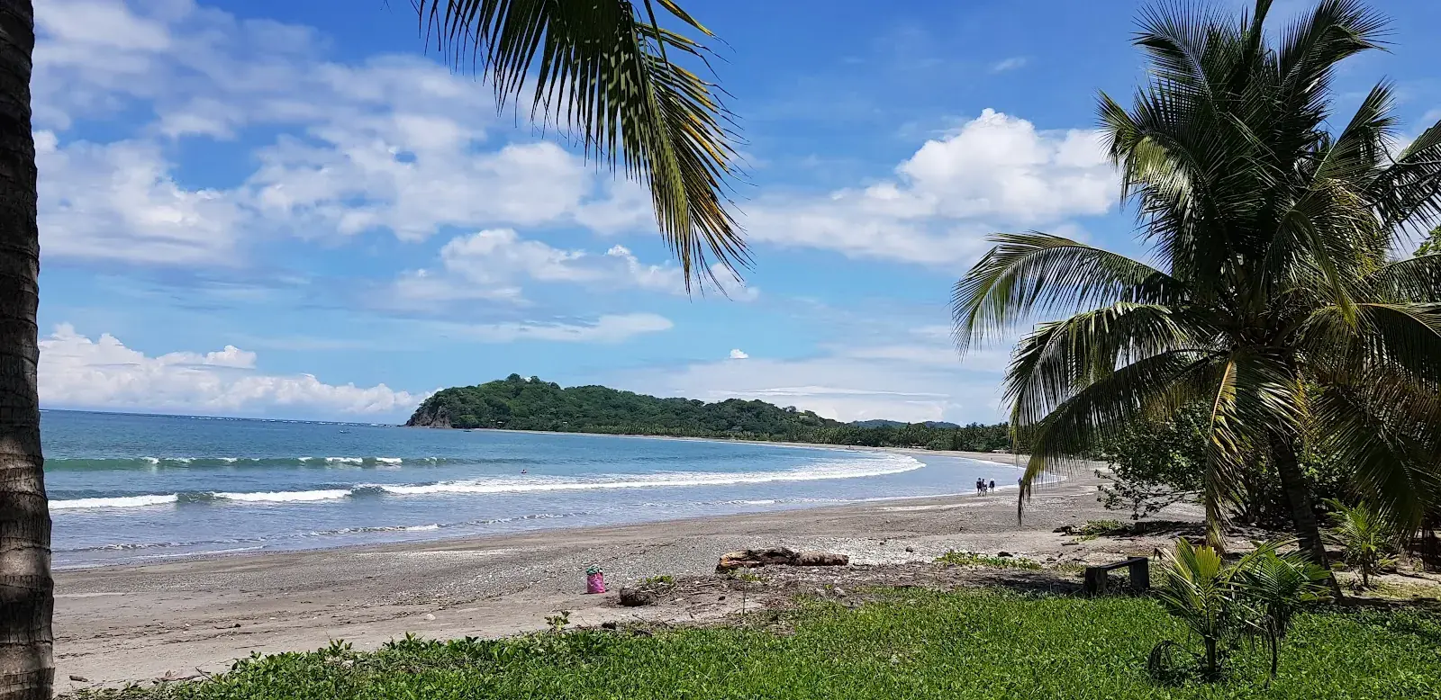 Sunny tropical beach with palm trees in Guanacaste, Costa Rica