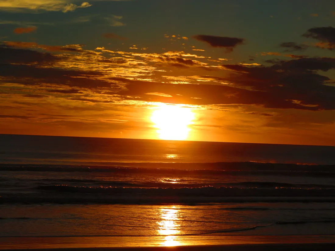 Sunset over the ocean at Ostional beach